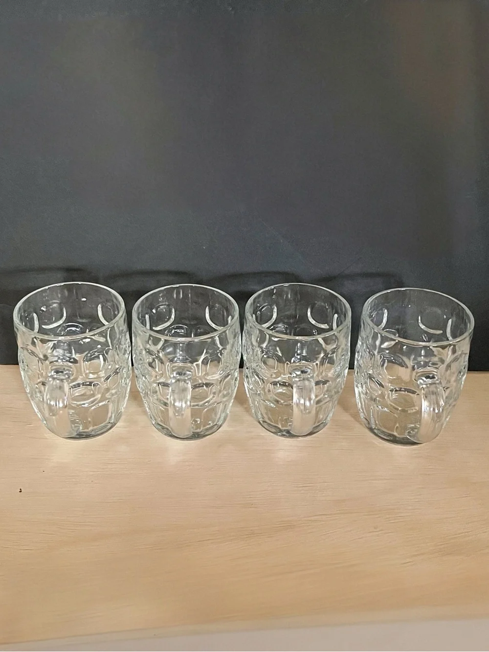 Ravenhead R5V1 Dimple Thumbprint Panel Clear Pressed Jug Glass Handle Mug